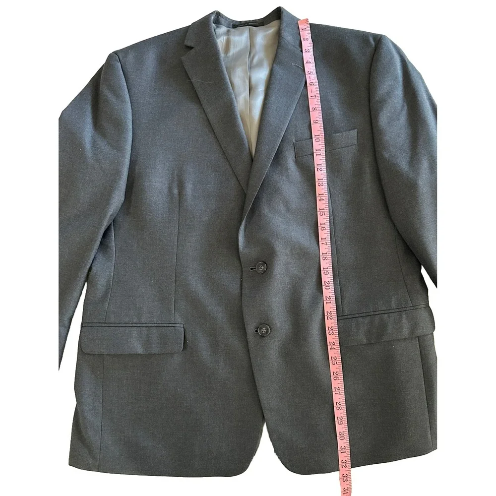 Calvin Klein Suit Jacket Blazer Gray Two Button Notched Label Double Vent 46R‎